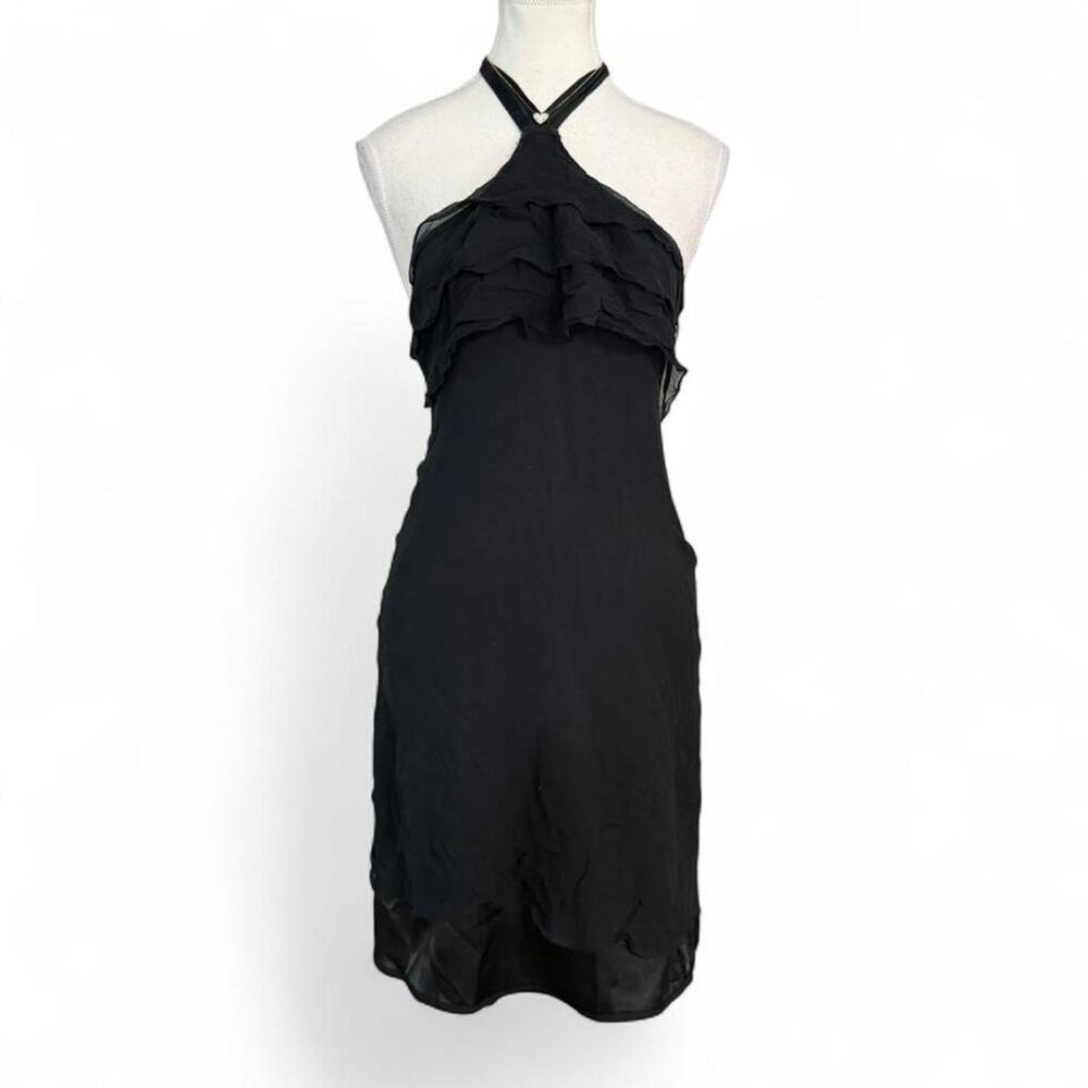 548 Early 2000s Y2K Black Silk Fairy Tropical Summer Elegant Dress Size small